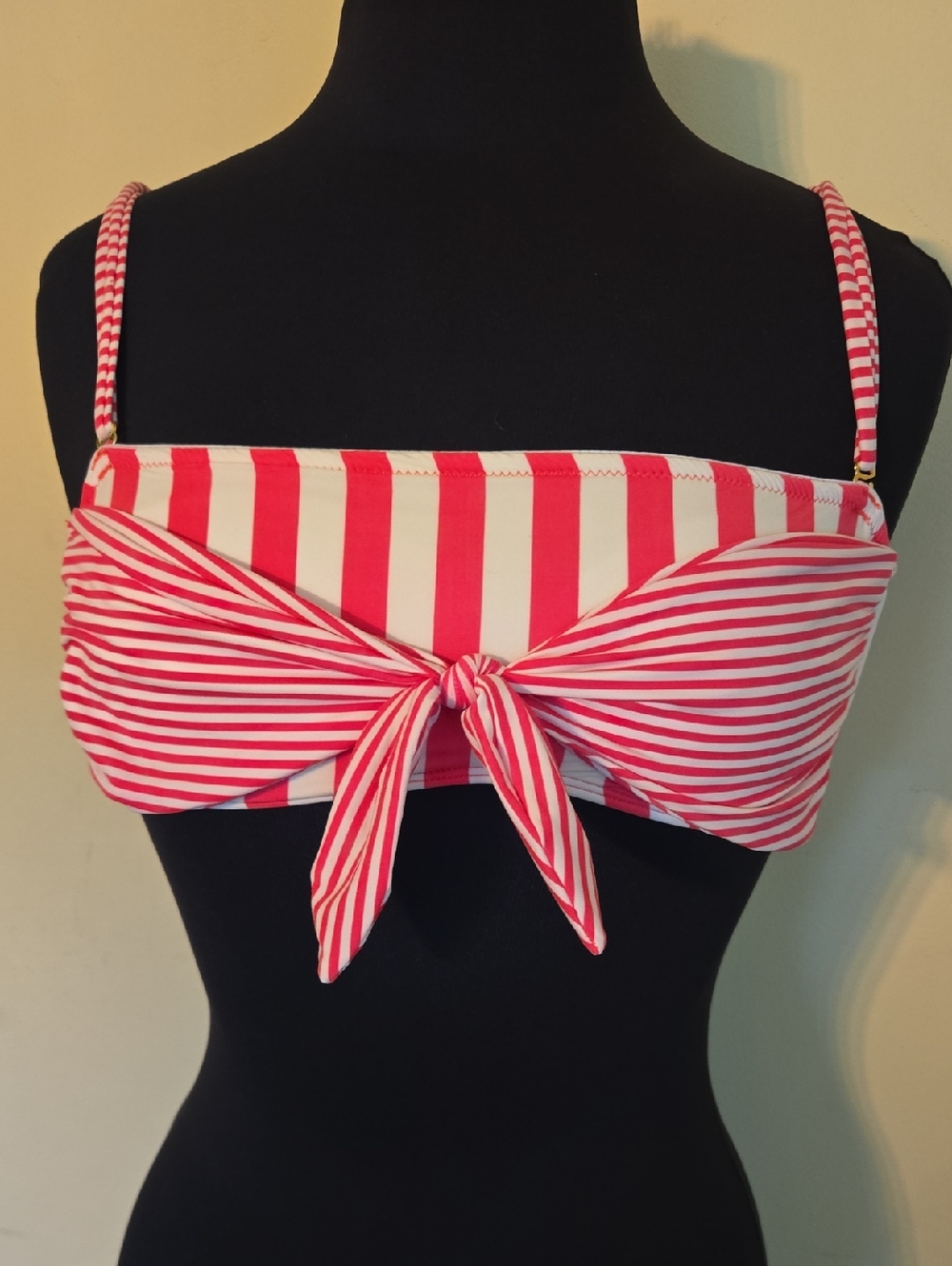 Vineyard Vines Pink and White Striped Bandeau Bikini Top with Front Tie
